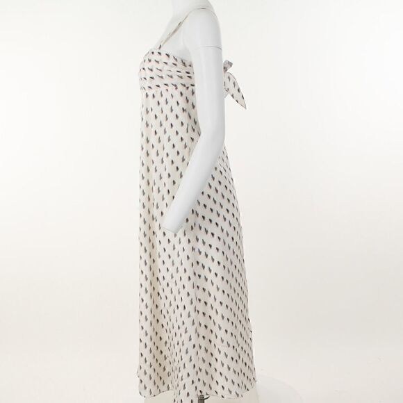 Theory Floral Ikat Print Silk Tie Back MIDI Dress - Picture 3 of 5